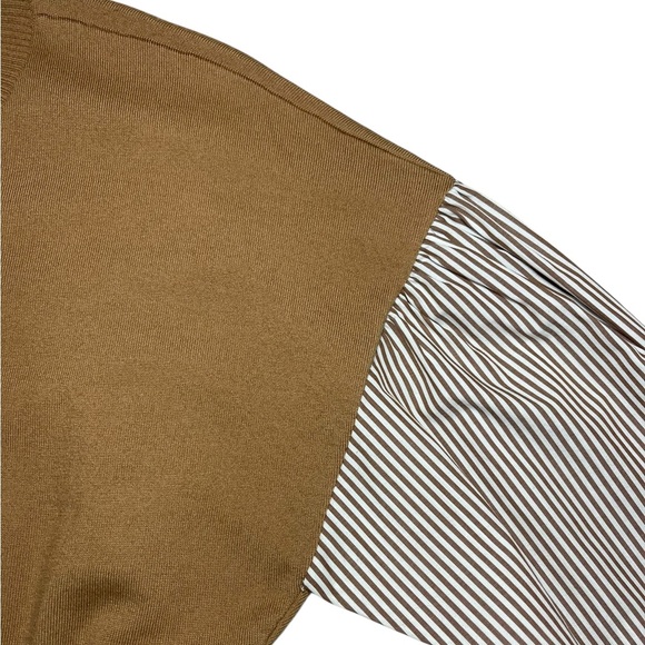 Derek Lam 10 Crosby Sweater Dress Lainey Mixed Media Tan Print Long Sleeve NEW - Picture 14 of 15